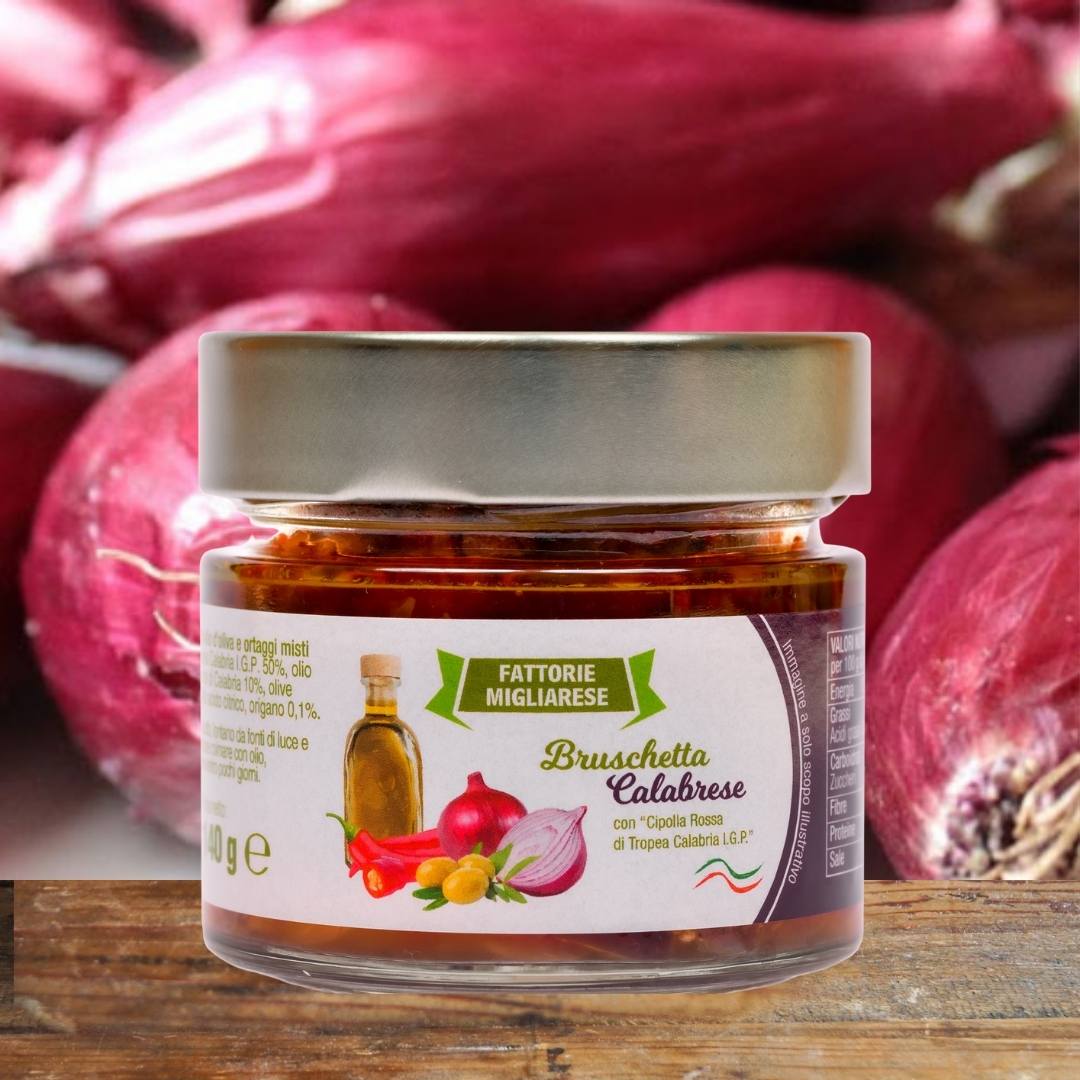 Bruschetta Calabrese a base di Cipolla Rossa di Tropea IGP 140g - Nonna Calabrese.it