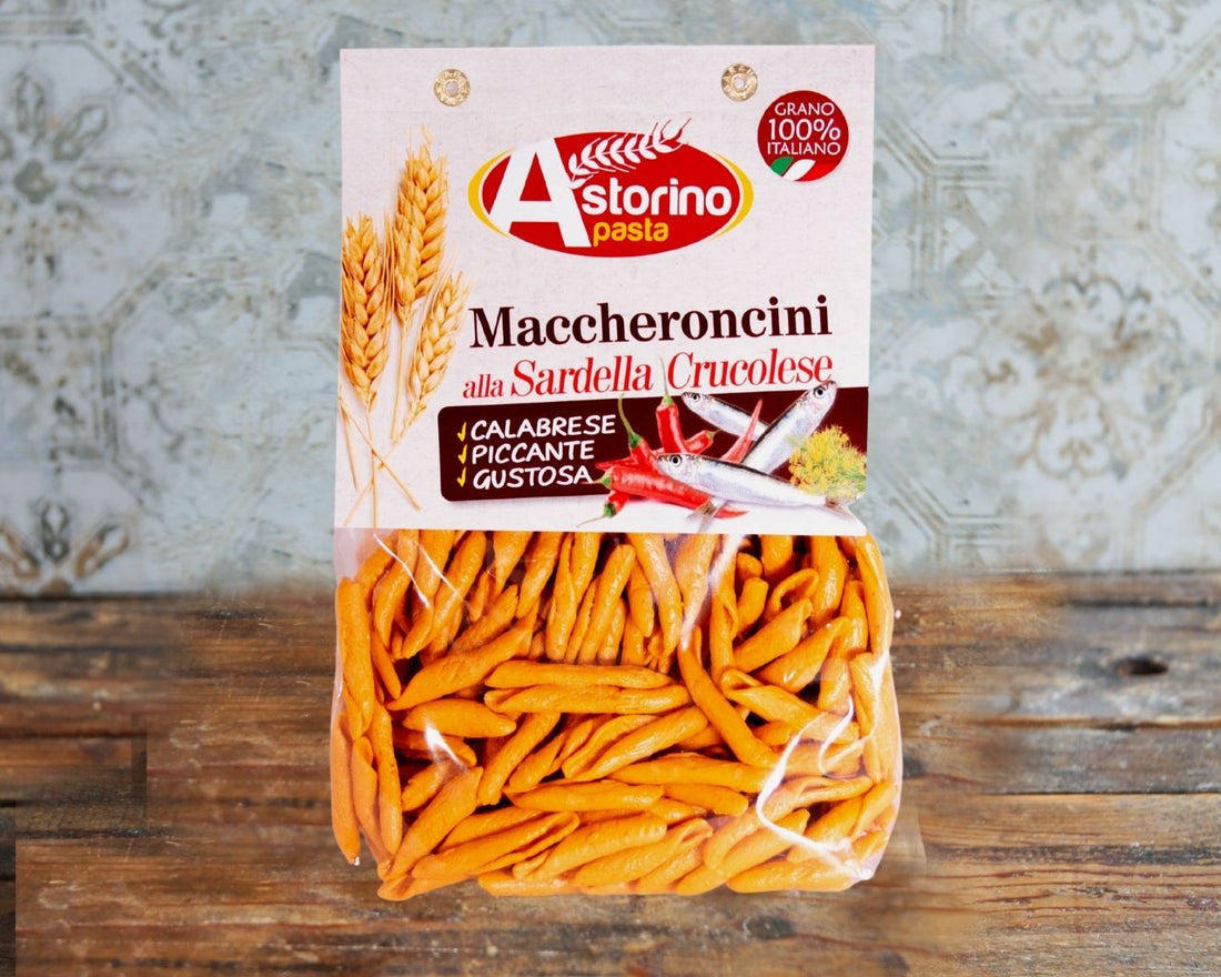 Maccheroncini Piccanti Alla Sardella Crucolese con Grano Italiano 500gr - Nonna Calabrese.it