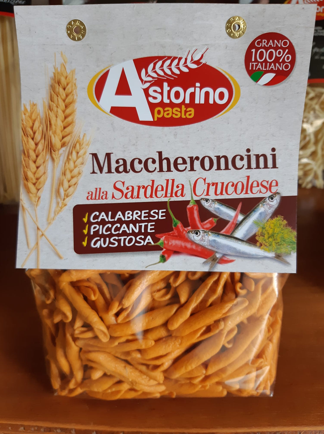 Maccheroncini Piccanti Alla Sardella Crucolese con Grano Italiano 500gr - Nonna Calabrese.it